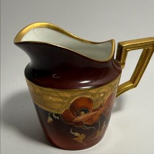 Antique Packard Hand Painted Porcelain Creamer Gold Trim Floral